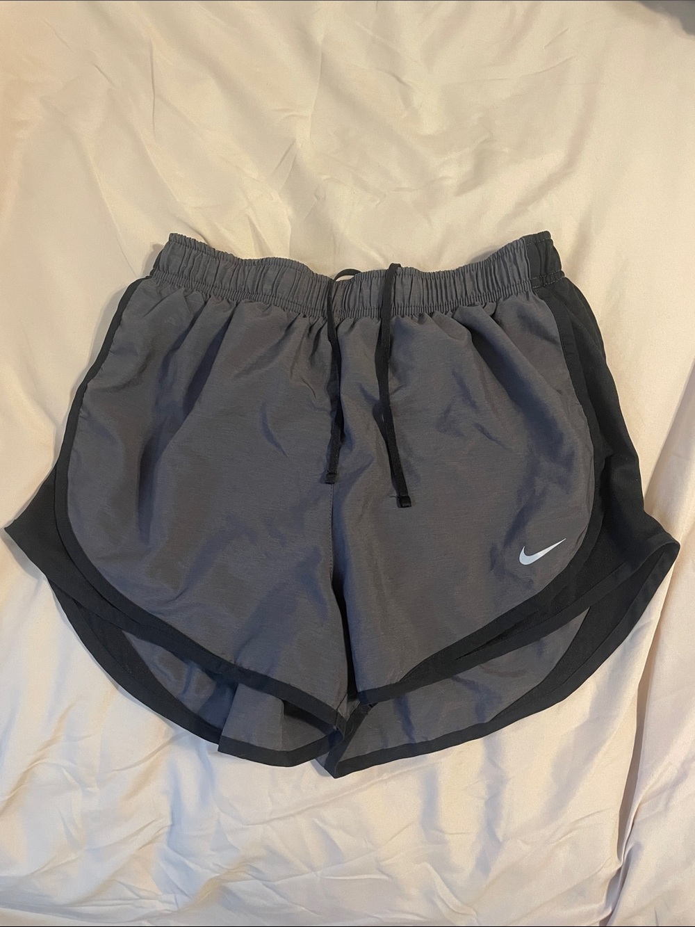 Nike Women's Gray Layered Athletic Shorts with Black Trim